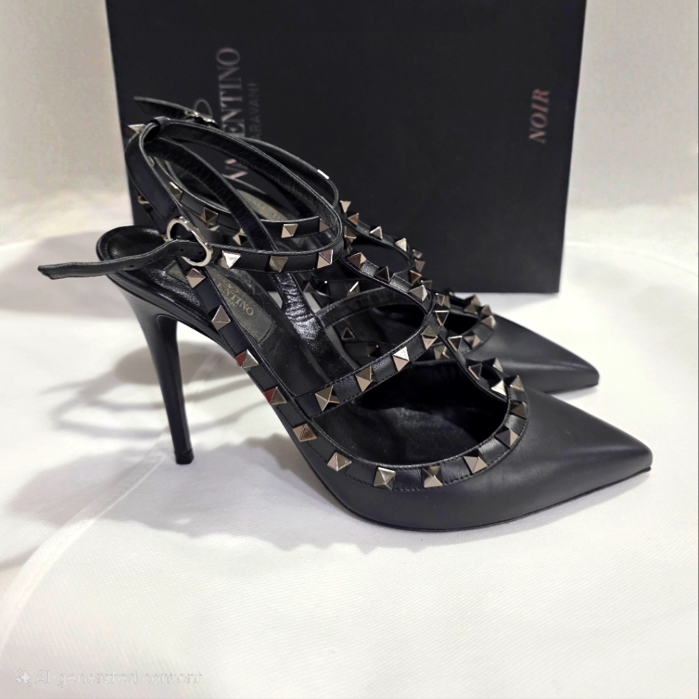 Valentino Black Rockstud Stiletto Heels